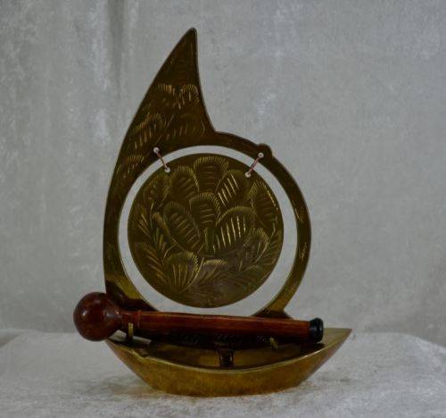 BRASS BOAT WITH GONG - from SUEZYT