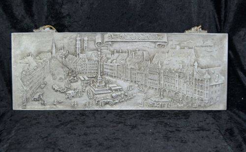 HEAVY GERMAN PEWTER WALL PLAQUE - VINTAGE - from SUEZYT