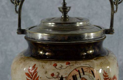 ANTIQUE ROYAL DOULTON BURSLEM BISCUIT BARREL (EPNS) - from SUEZYT