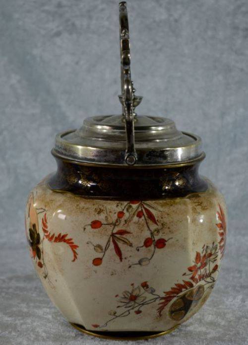ANTIQUE ROYAL DOULTON BURSLEM BISCUIT BARREL (EPNS) - from SUEZYT