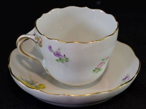 ANTIQUE MEISSEN FLORAL DEMITASSE DUO (#1) - from SUEZYT