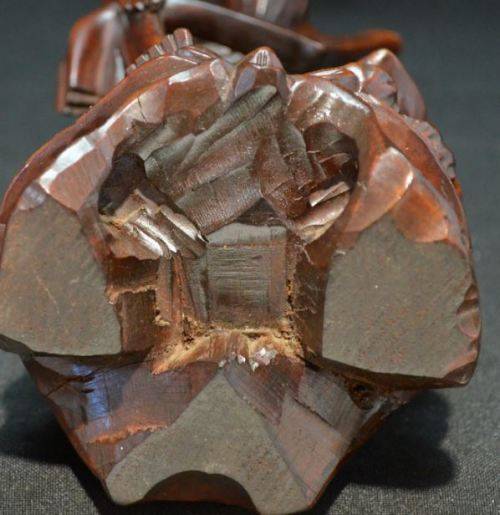 CHINESE WOOD CARVING OF A SKINNY ARHAT - from SUEZYT