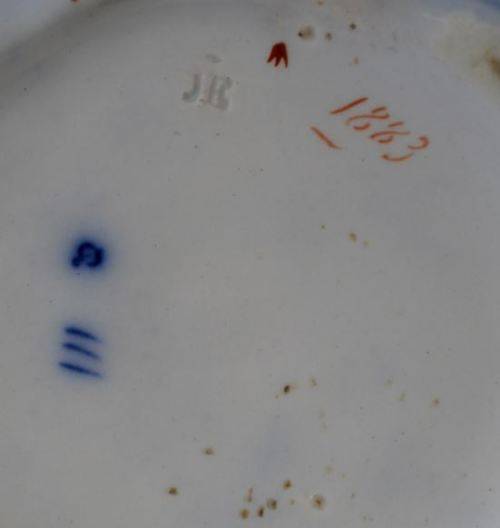 ANTIQUE FLOW BLUE PITCHER WITH PEWTER LID -  from SUEZYT