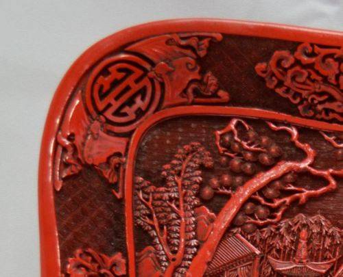 LARGE CHINESE CINNABAR LACQUER TRAY - from SUEZYT