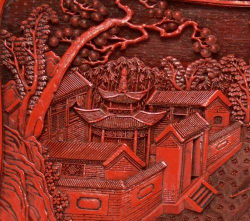 LARGE CHINESE CINNABAR LACQUER TRAY - from SUEZYT