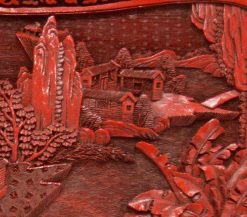 LARGE CHINESE CINNABAR LACQUER TRAY - from SUEZYT