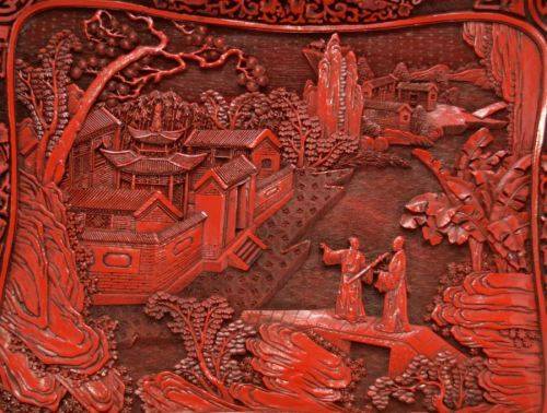 LARGE CHINESE CINNABAR LACQUER TRAY - from SUEZYT