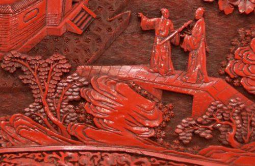 LARGE CHINESE CINNABAR LACQUER TRAY - from SUEZYT