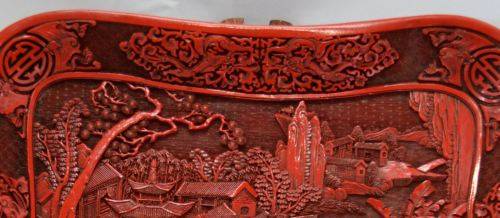 LARGE CHINESE CINNABAR LACQUER TRAY - from SUEZYT