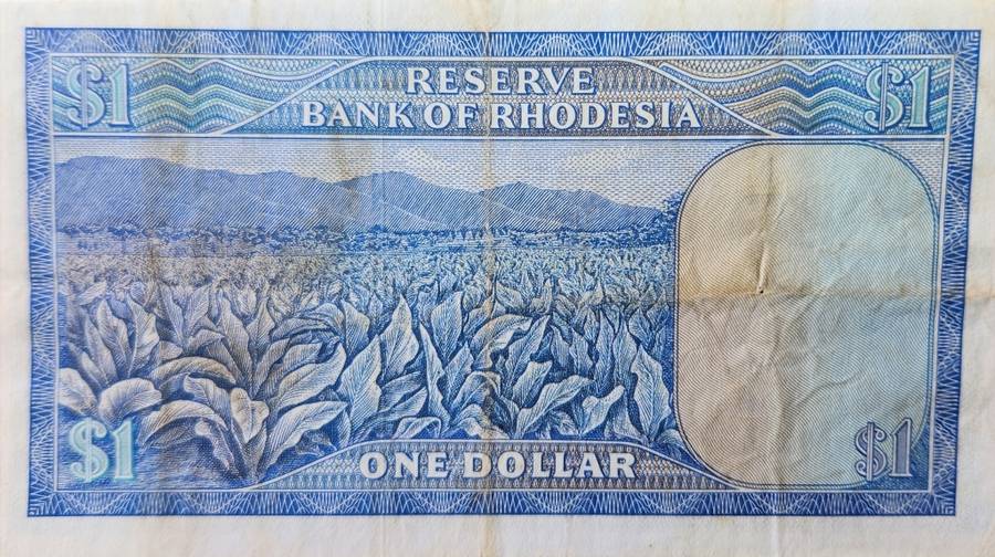 ONE DOLLAR $1  Rhodesia Feb 1970