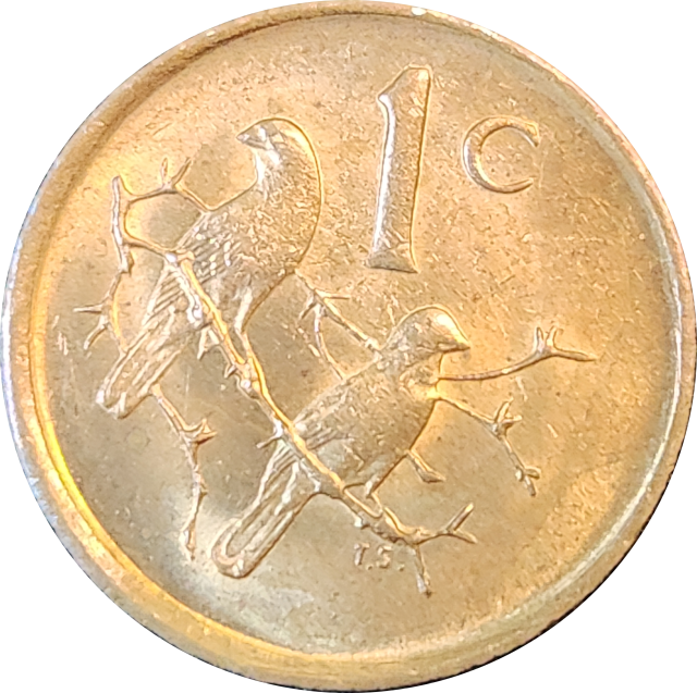 1989 - 1 (ONE) CENT  - BRONZE - KM#82 - Bilingual with Sparrows - RED - In Awesome condition !