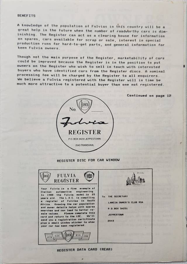 Lancia FULVIA Repair Shop Manual