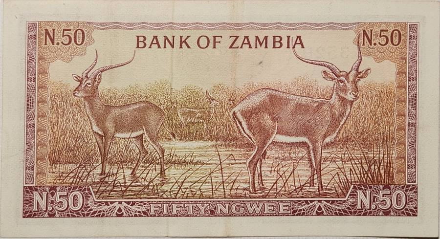 50 (FIFTY) NGWEE - 1968  - ZAMBIA - EF - A6 773529 - RARE Note !