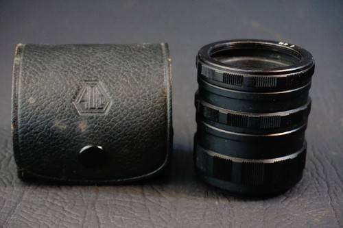 Genuine Asahi Pentax M42 Macro Extension Tubes in Leather Case  **Excellent Condition**