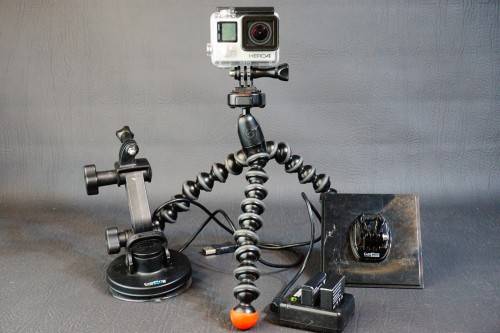 GoPro HERO 4 Black Edition LCD Touch Screen with 3 Batteries and Accessories **Excellent Condition**