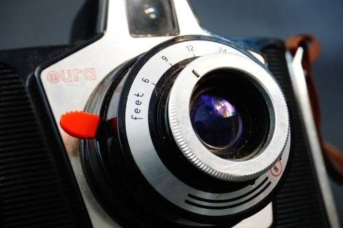 Eura Ferrania Vintage Art Deco Italian 6x6 120 Film Camera with Case **Good Condition**