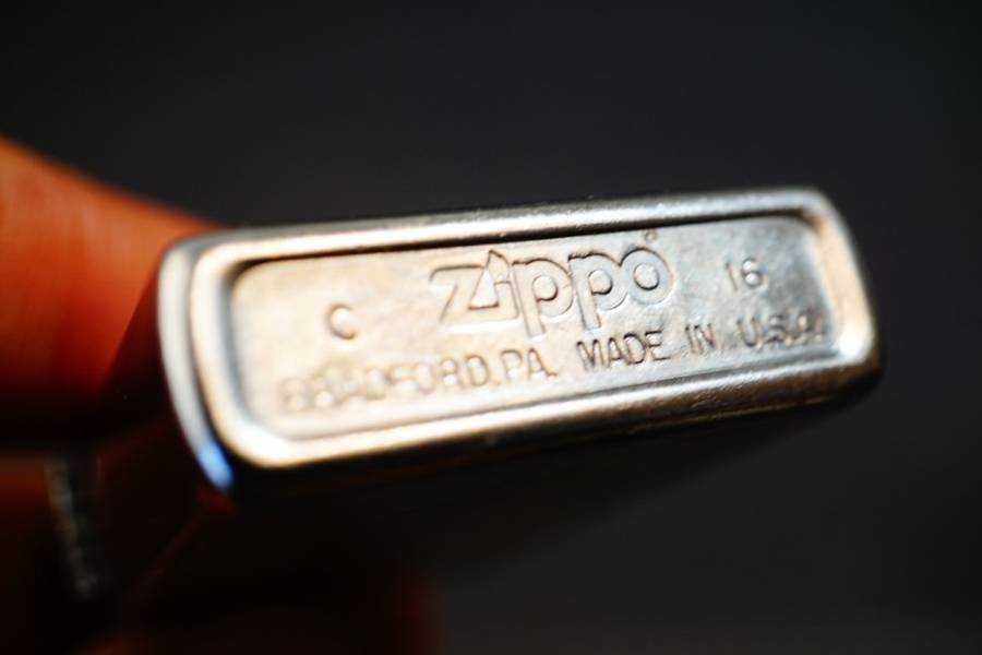 Zippo Silver with American Flag Lighter Bradford PA Made In USA  **Good Condition**