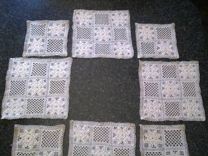 Lovely Lefkara lace table set - 8 table mats, 8 coasters