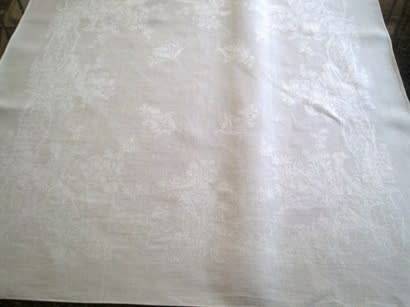 Two extra large vintage Damask linen dinner serviettes
