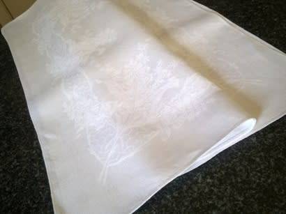 Two extra large vintage Damask linen dinner serviettes