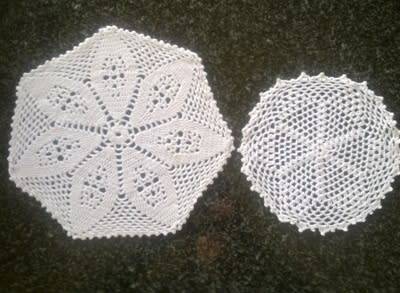 Two white crochet doilies 23cm & 17cm