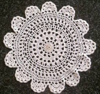 Cream cotton crochet doilie 22cm