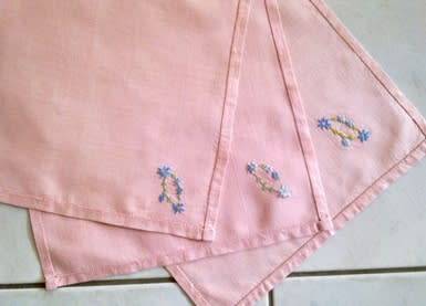 Three lovely pink linen lunch napkins