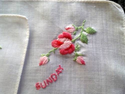 Days of the week vintage lawn cotton ladies hankies