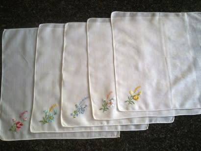 Days of the week vintage lawn cotton ladies hankies