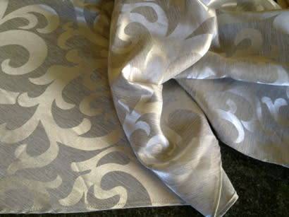 Stunning large round silver grey Damask tablecloth