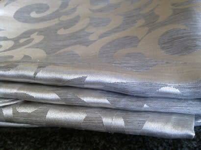 Stunning large round silver grey Damask tablecloth