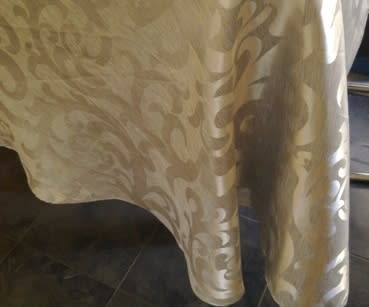 Stunning large round silver grey Damask tablecloth