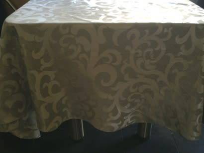 Stunning large round silver grey Damask tablecloth