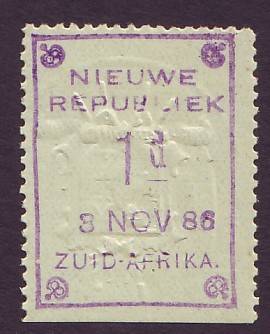 NEW REPUBLIC - 1887  Group III    1d on yellow paper with embossing Dated 3 Nov 1886 *LMM*