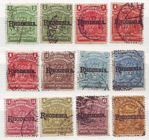 BSAC - RHODESIA  1909 Definitive Issue overprinted,  set to 1 schilling  VF USED