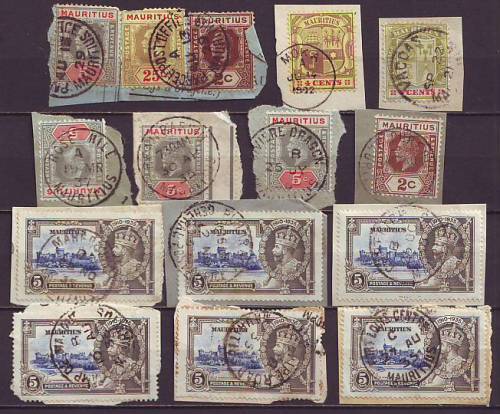 MAURITIUS - Postmark range on piece