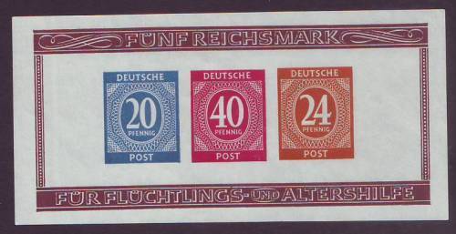 GERMANY - JOINT ALLIED OCCUPATION  1946 Stamp Exhibition Berlin Imperforate Minisheet  **MNH**