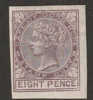 Cape of Good Hope - REVENUE QV 8d mauve imperforated Wmk Crown CA *MM*