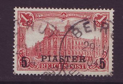 GERMAN POST OFFICES ABROAD - TURKISH EMPIRE  1903 5 p on 1 Mark  SG 32  VFUSED