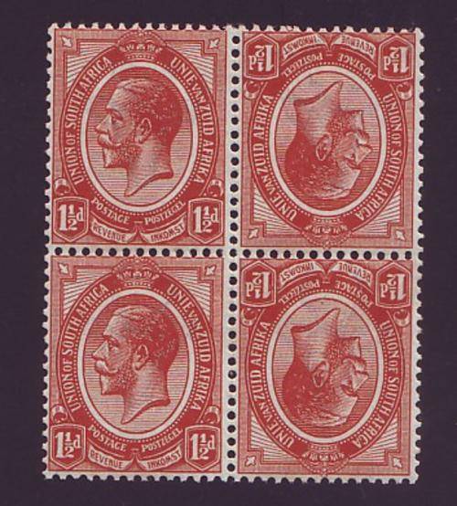 UNION  KINGS HEADS 1913 - 1&1-2d   SACC 4  Tete-beche block of four stamps **UM**