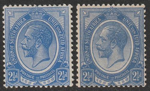 UNION  KINGS HEADS 1913 2&1/2d bright blue and deep blue SACC 6/6a **MNH**