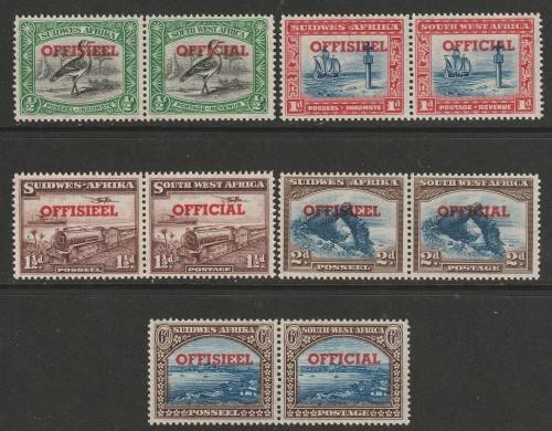 SWA - 1951 OFFICIAL Complete set Overprinted in red  **MNH** SACC 23/27