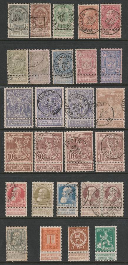 BELGIUM - 1893/1912 issues with perforated tabs,complete and part sets,mint and used.