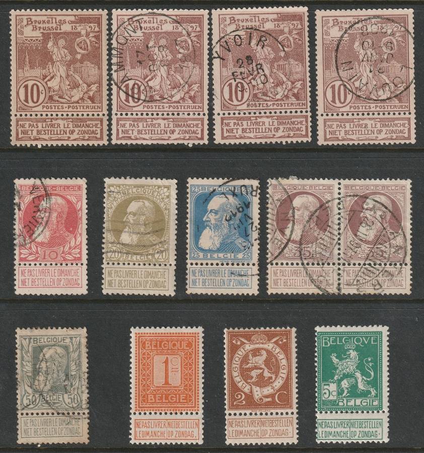 BELGIUM - 1893/1912 issues with perforated tabs,complete and part sets,mint and used.