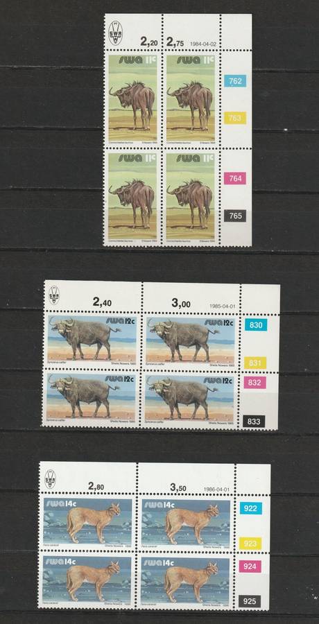 SWA -  3rd definitive Issue Complete set in 61 control blocks of four including all reprints **MNH**