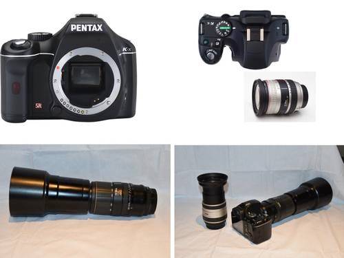 Pentax K-x, DSLR, with Sigma 170-500mm lens, and Pentax 28-200mm lens, in very good condition.