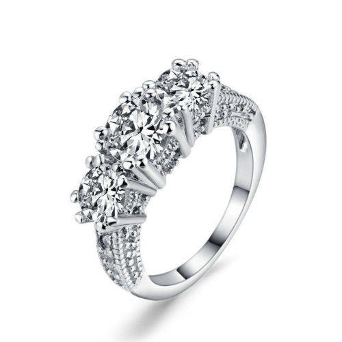 Wedding White Gold plated Ring Size 7- 8 Sapphire rhinestone 10K
