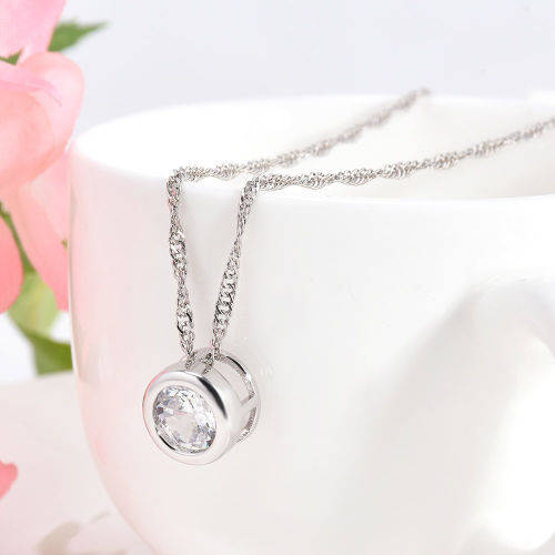 Silver Crystal Rhinestone Necklace and Pendant