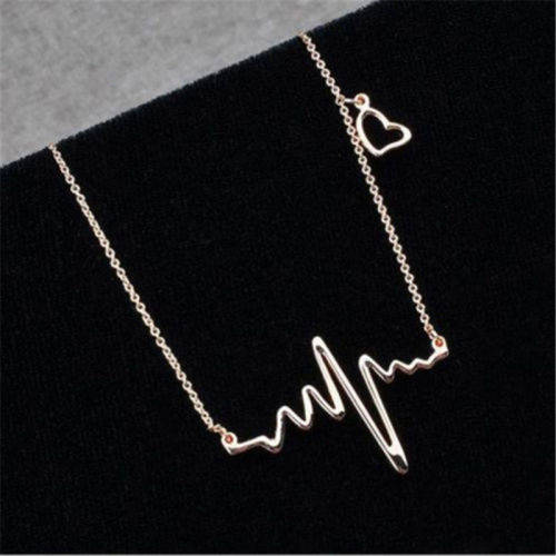 Silver Necklace with Heartbeat Pendant