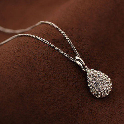 Silver Rhinestone Necklace, Pendant and Earing Set